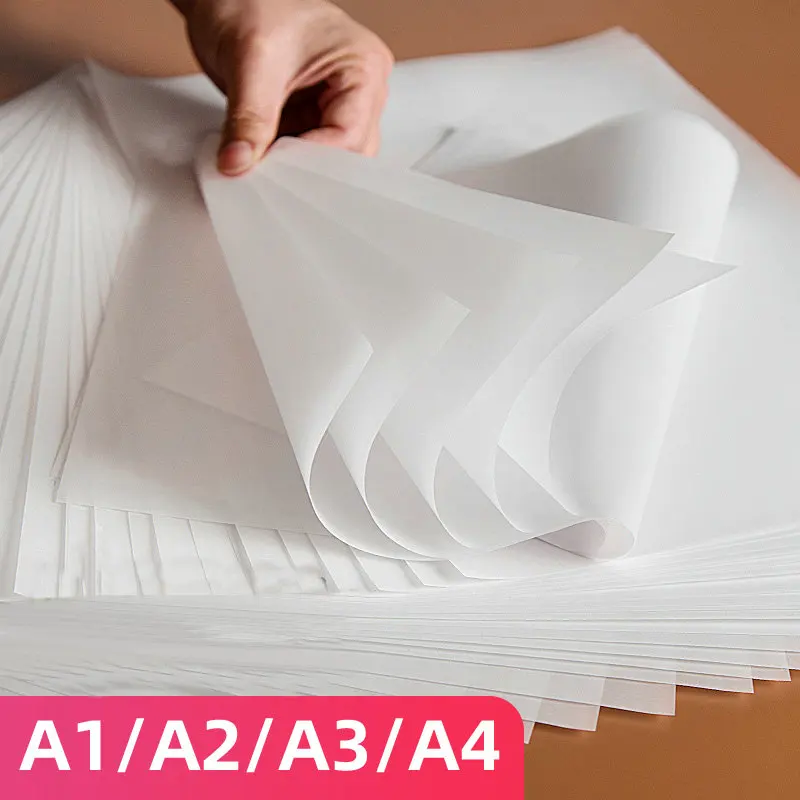 Dobrý papier sledovania priehľadnosti A3 A3 Kopírovanie papierových kaligrafických plánov kreslenie papiera A2 A1 Veľký stopový papier 73g