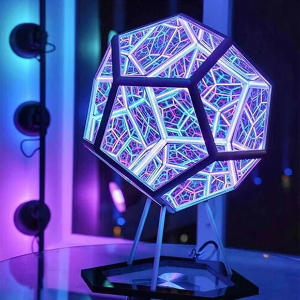 Dodecahedron Night Lights Creaty Cool Color Art Lights Geometria špirálová vesmírna lampa domáca stolná plocha vianočná dekorácia