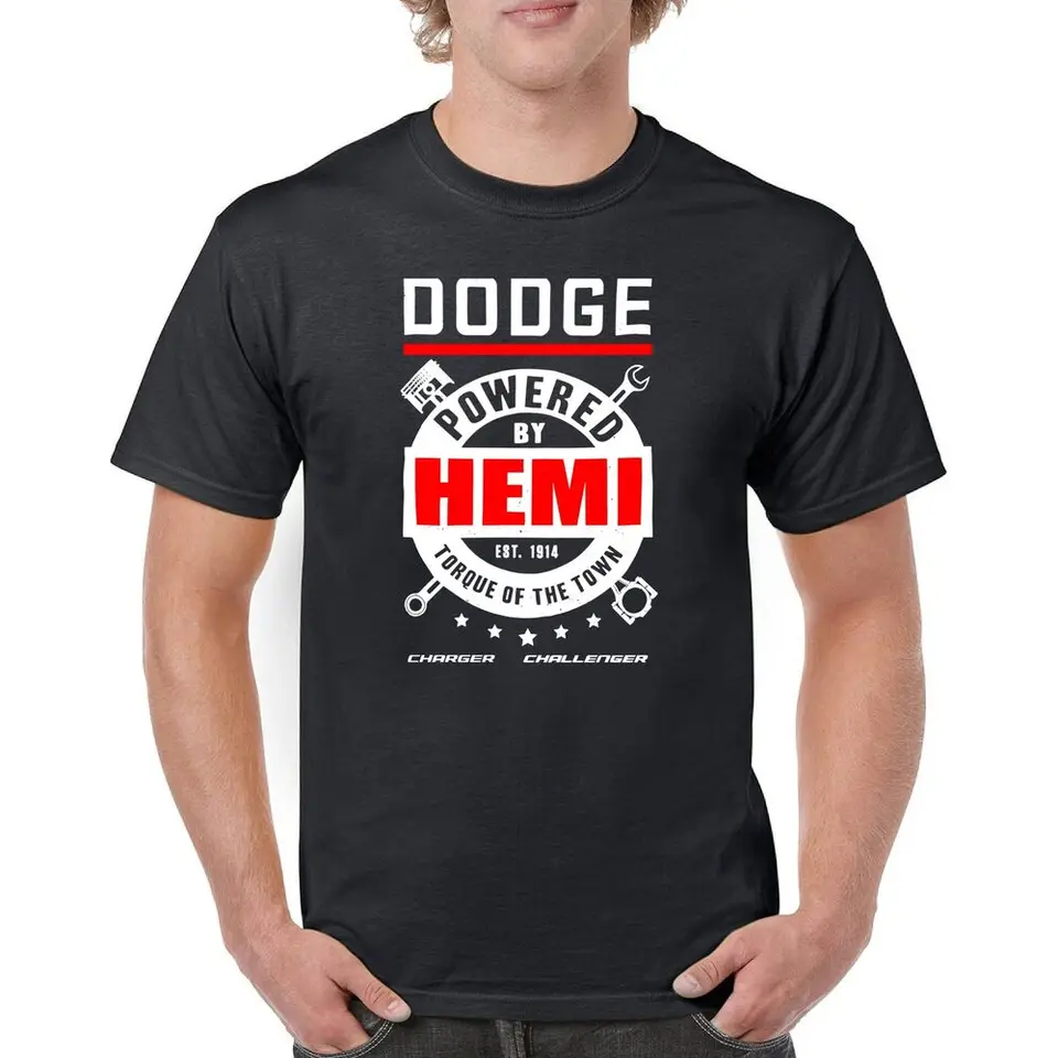Dodge poháňané tričkami s tričkami Hemi Licencované Dodge Charger Challenger Pánske odpalisko Vysoko kvalitné 100%bavlnené rukávy