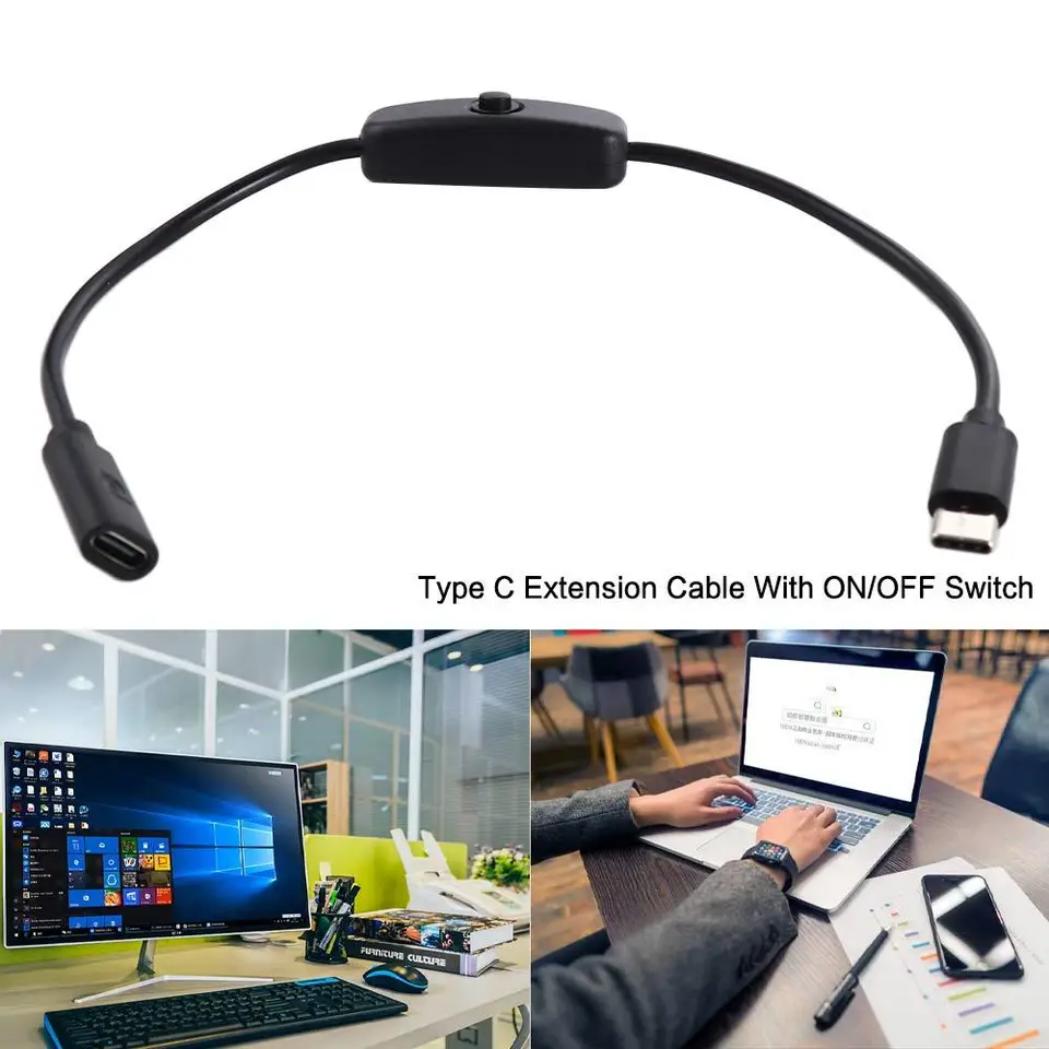 Dodávky zapnuté vypínač USB-C samca na ženský predlžovací kábel TYP-C porty typu C TYP C Kábel Typ napájacieho riadka napájacieho vedenia napájacie vedenie