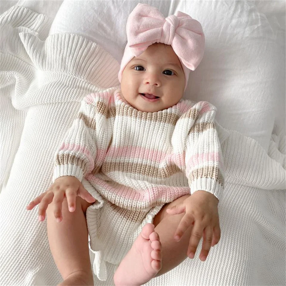 Dojčapa chlapca dievčenský pruh Sweater Deti Fall Winter pletene bavlnené teplé oblečenie batoľa s dlhým rukávom