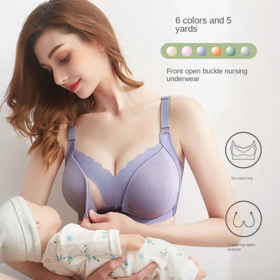 Dojčenie tenkého spodného prádla po pôrode kŕmenie materskej podprsenky tehotenstvo podprsenka bezdrôtové predné gombíky spodná bielizeň podprsenka