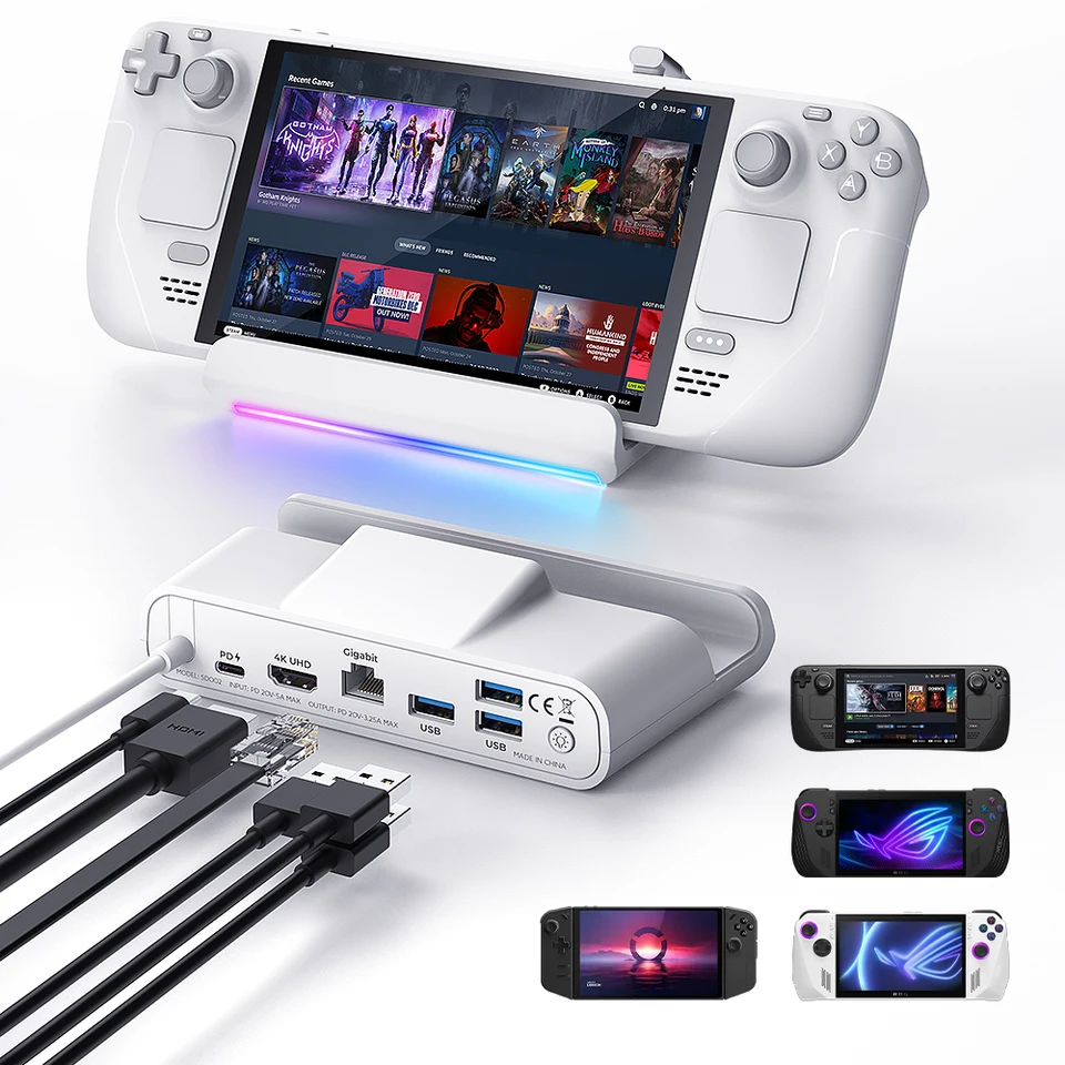 Dokovacia stanica pre parný hub rgb parný stojan RGB s hdmi 2,0 4K@60Hz TV/ 1 GB ethernet/ USB3.2/ 100W rýchle nabíjanie