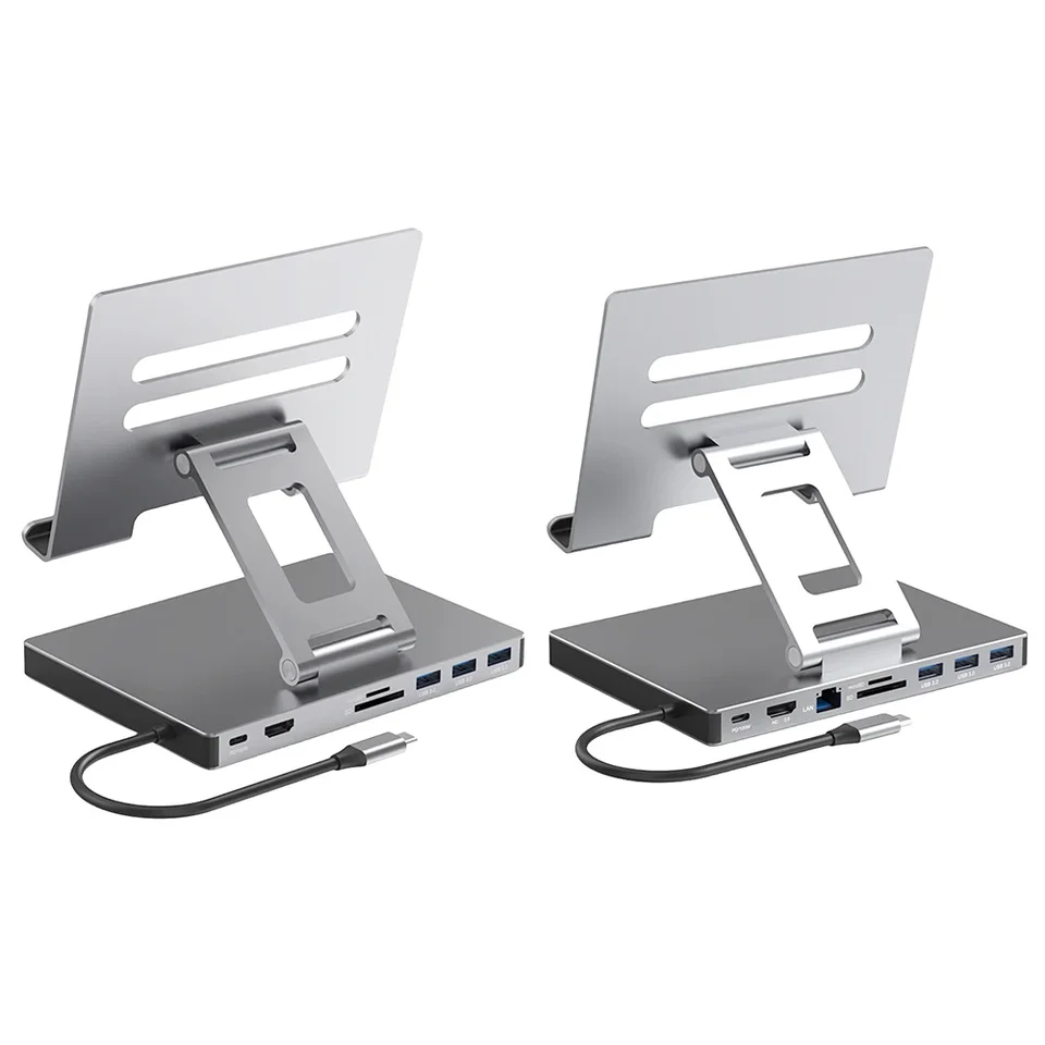 Dokovacia stanica prenosný počítač stánok hliníková zliatina Viac portov Hub PD USB3.0 Stand USB C Docking Station SD TF Slot Gigabit Ethernet
