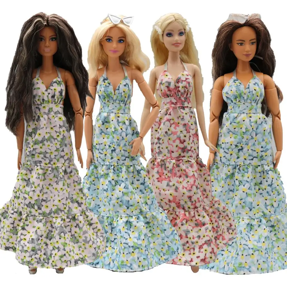 Doll Clothes 30 cm elegantMulti vrstvy kvetinové kvetinové šaty šaty oblečenie pre krivú bábiku Barbies