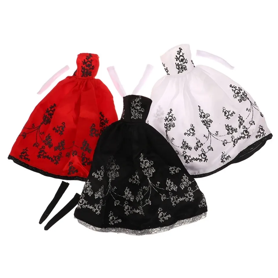 Doll Clothes Doly Chlows Princess Dress Princezná šaty vyšíva 30 cm odev Red Plyšu Doll Adsessory 1/6 bábiky