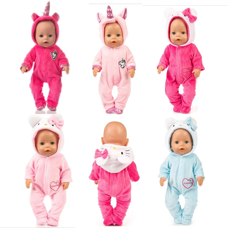Doll Clothes na 43 cm dieťa novorodenecký kabát Doll Coat Unicorn Hoodie 17 palcov 18 palcov detská bábika Šaty vianočné hračky oblečenie