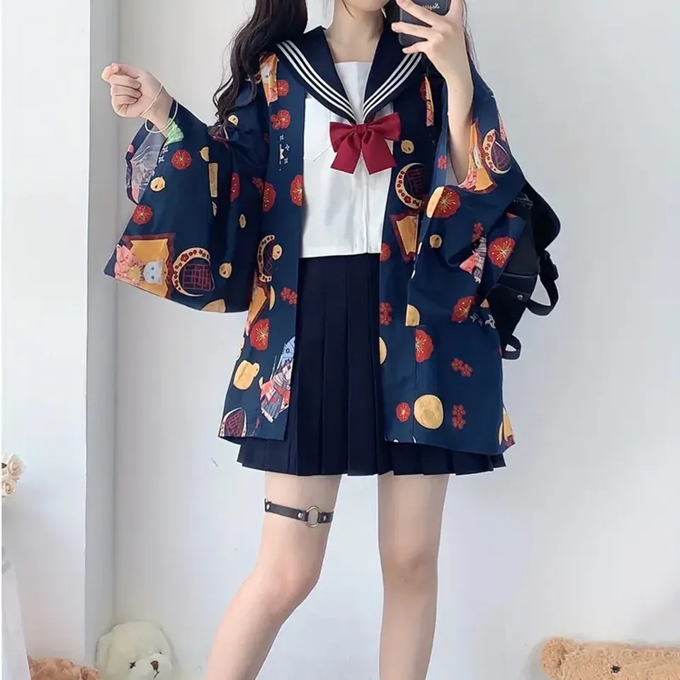 Doll Lolita Cardigan JK Over Cardigan Japonsko tradičné kimono roztomilé tlač lolita príslušenstvo látka Soft and Comfort a Comfort
