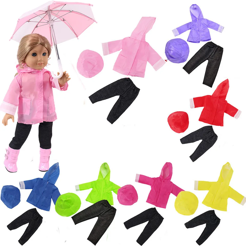 Doll Raincoatsun dáždnik vhodný pre 18 palcov a 43 cm novorodencov
