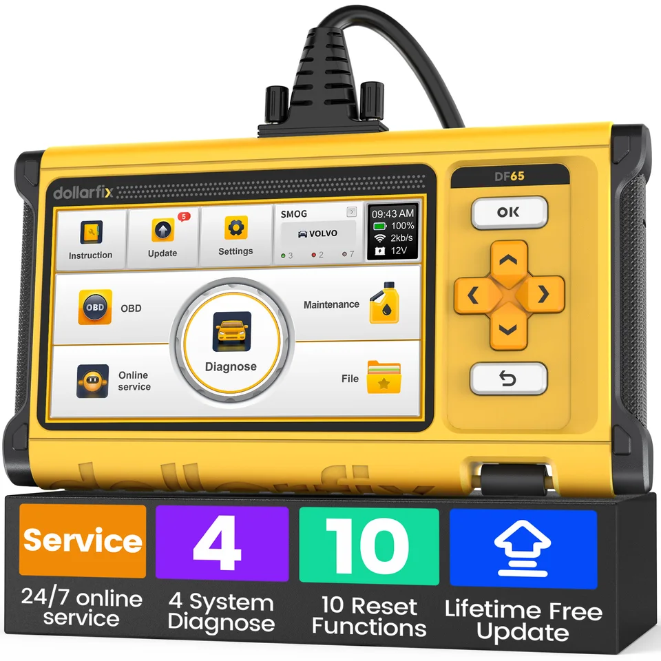 DOLLARFIX DF65 OBD2 SKENER Diagnostické nástroje automobilu ABS SRS ECM TCM BCM IC AC SYSTÉM 10 RESET Code Reader Skener zadarmo na celý život