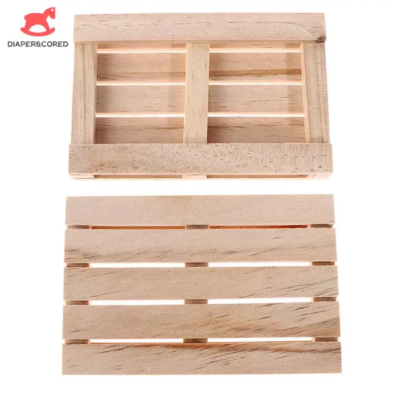 Dollous Mini Drevená podnos obdĺžnikovej palety vitrína Mini nábytok model DIY Dollous DEOČNÁ Hračka