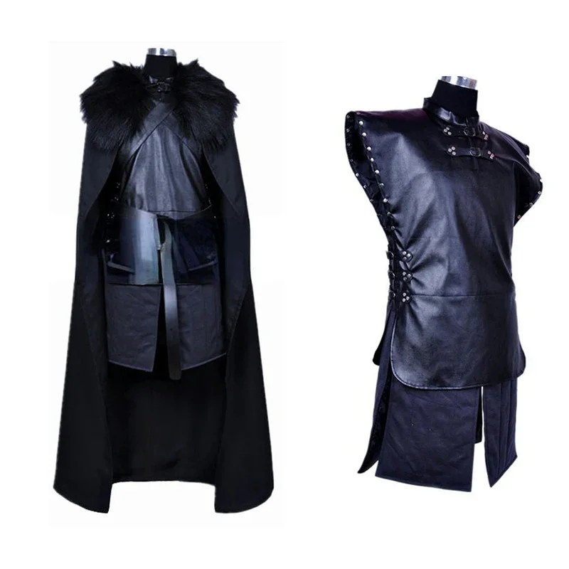Dom Dragon Jon Cosplay Sneh Sneh Costyes Pánske čierne plášťové uniforma plne s kabátom hraním rolí halloween karnevalové obleky xc2