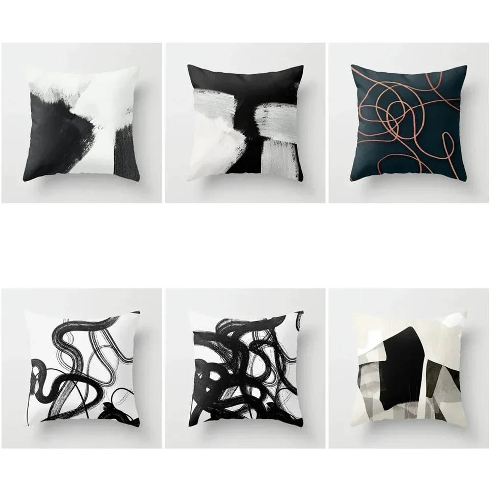 Domov dekoratívny domáci vankúš pre pohovku vankúšový pokryt Nordic 40*40 cm 40x40 50x50 60x60cm 45*45 Obývacia izba Abstraktná čierna šedá