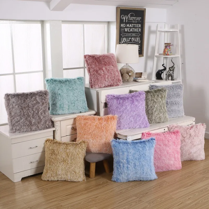 Domov luxusný mäkký faux kožušina fleece vankúšový kryt vankúš dekoratívne vankúše pokrývky pokrývky 45x45cm vankúše pokrýva prípady Jaf011