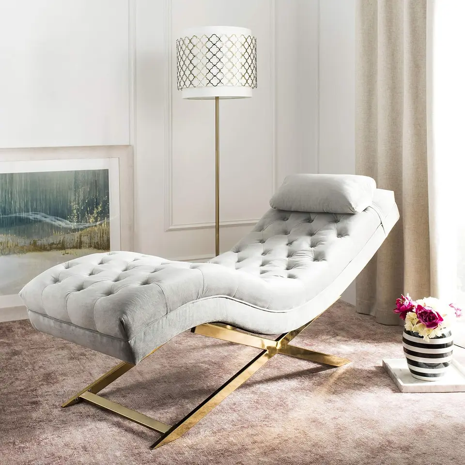 Domov Monroe Glay Gray Velvet a Brass Lounge Stolička