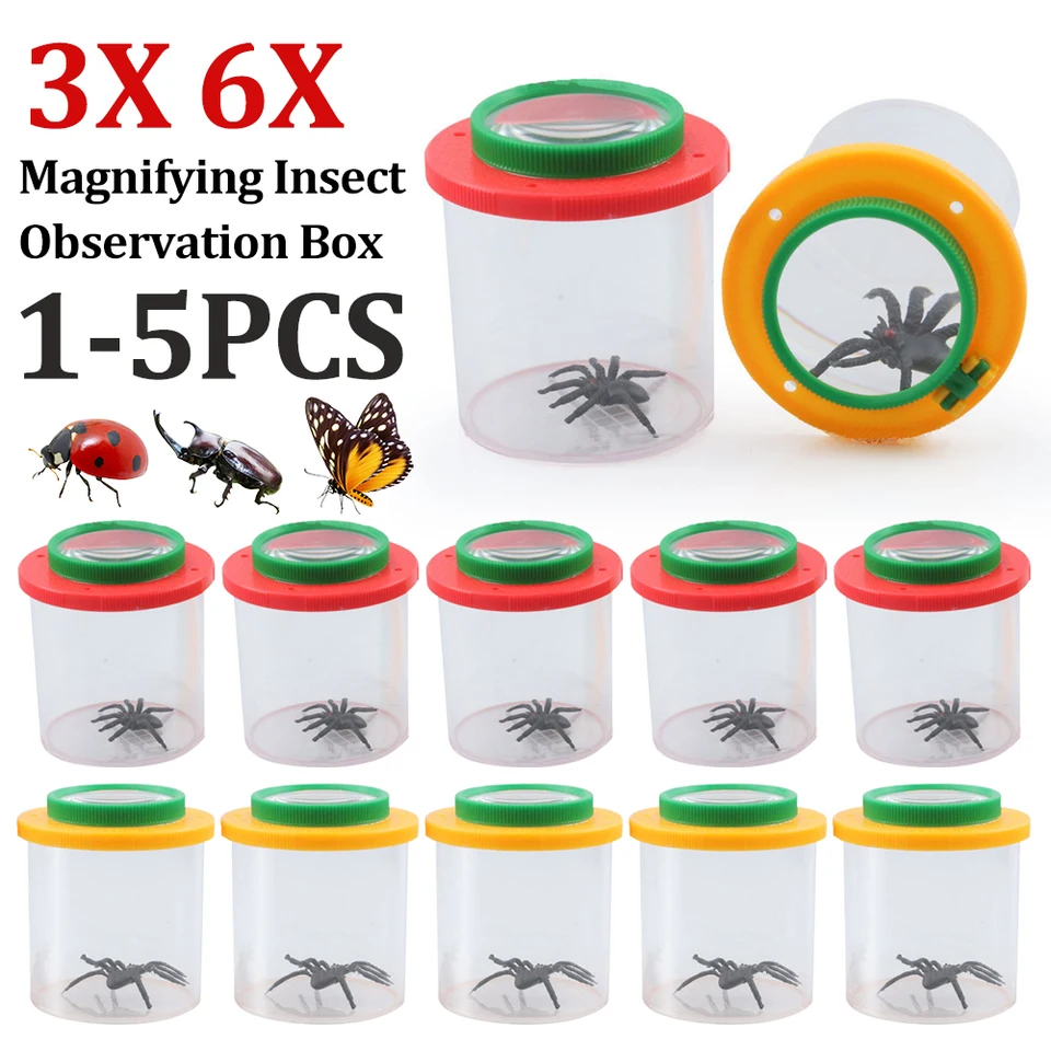 Domov zväčšovacie sklo Deti Crawler Spider Hmyz pozorovanie box 3x 6x luxusný hmyz hmyz pre vedu prieskum prírody