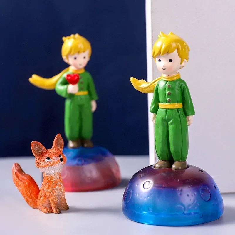 Domáca dekorácia anime figurín karikatúra Malý kniežat Fox Rose Flower Miniatures Figuríny ozdoba koláčiky živice remeslá hračky