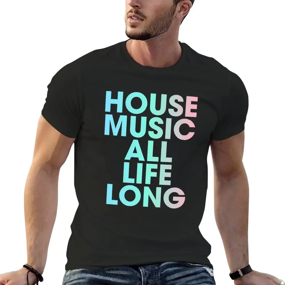 Domáca hudba Celý život dlhé EDM Tričko estetické oblečenie anime oblečenie Plain pánske oblečenie