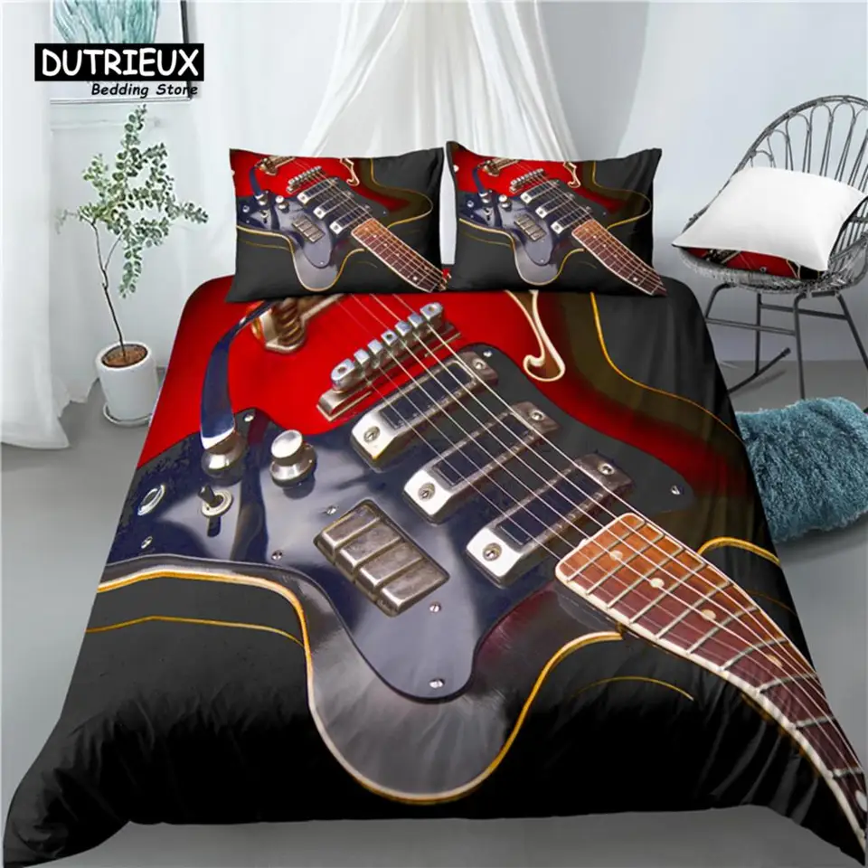 Domáce bývanie luxusné 3D gitarové tlač 2/3ks Pohodlné obliečky na obliečky na obliečky na vankúši