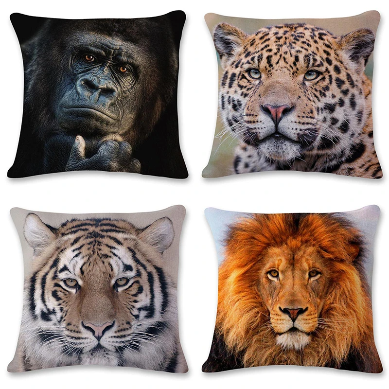 Domáce dekorácie zvierací svet Tiger lev slon Polyester vankúše vankúše pokrývajú spálňu obývaciu izbu fonda de almohada