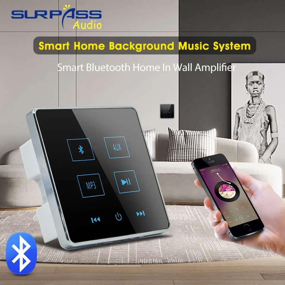 Domáce kino Bluetooth Wall Zosilňovač dotykový obrazovka Hudobný panel Domáce pozadie Audio Systém Podpora USB TF Card Audio Prehrávanie