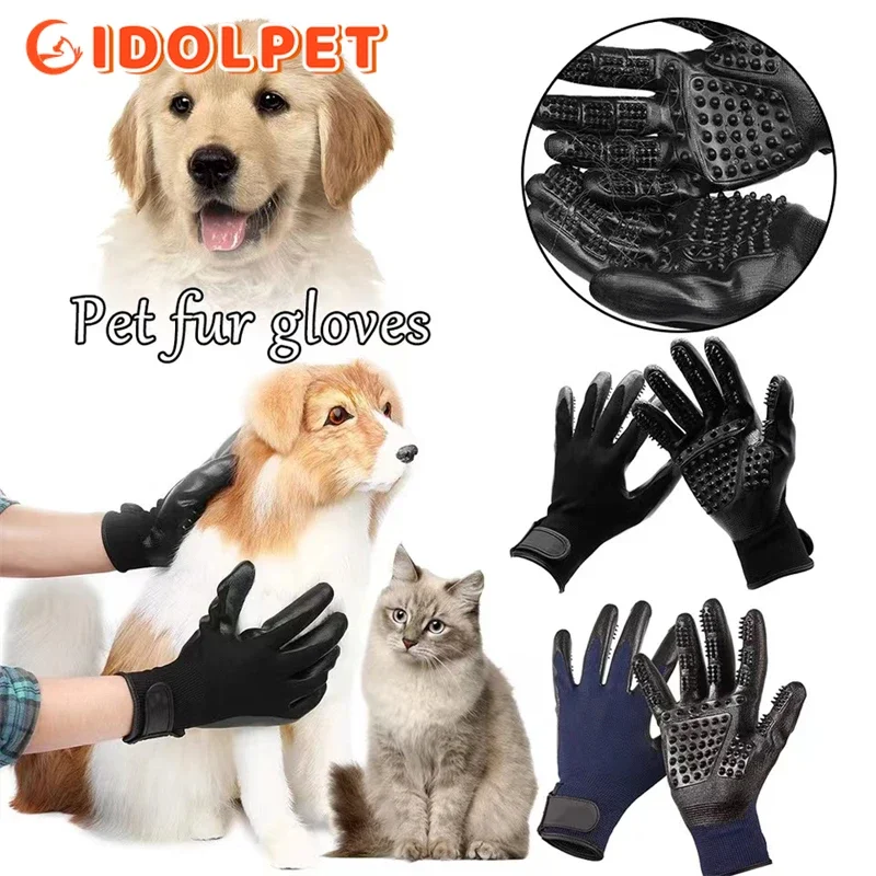 Domáce zvieratá rukavice vylučujúce kúpanie na vlasy Rukavice Rukavice Pet sprchové rukavice mačacie psie vlasy Deshedding kefka gumová kefka