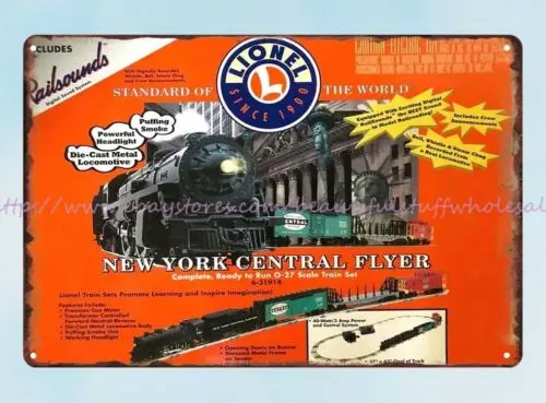 Domáci dekor Lionel New York Central Flyer Freight Train Set Metal Tin Sign