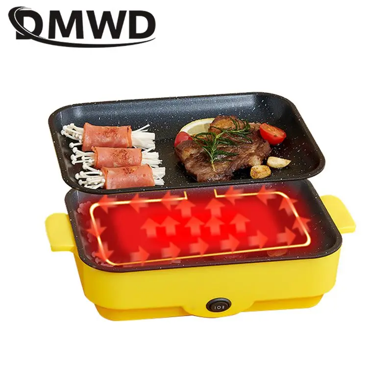 Domácnosť Elektrický gril Pan Mini grilovanie 2 ozubené kolesá Ovládanie palebnej sily bez priľnavosti bez dymového steak omeleta panvica panvice panvice