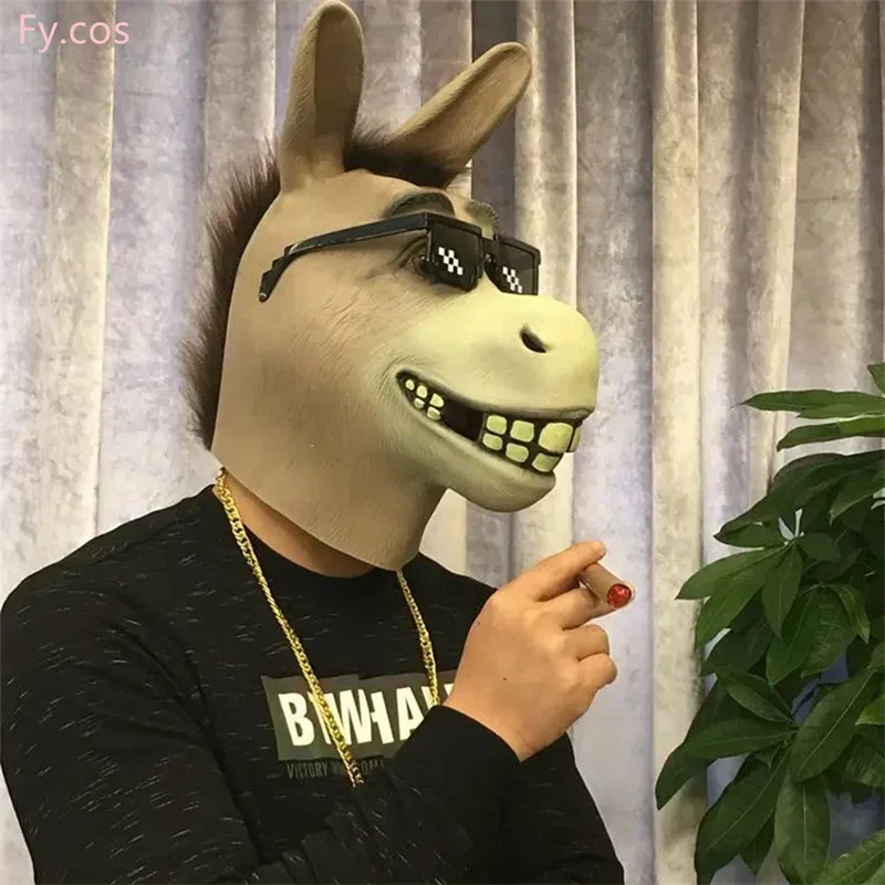 Donkey Mask pre dospelých, vtipná novinka, špeciálne použitie, latex Deluxe Full Head, Cosplay Party Requs, Animal Costume pre dospelých