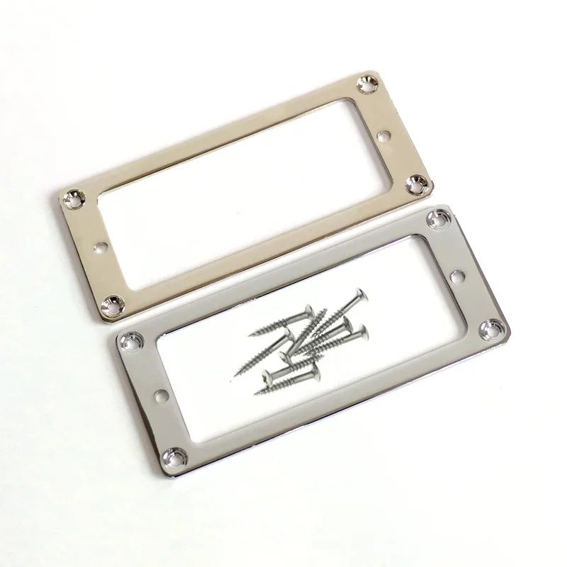 Donlis 2pcs nikel plochý Mini Humbucker LP Guitar Pickup Rings Chrome Metal Surround so skrutkami