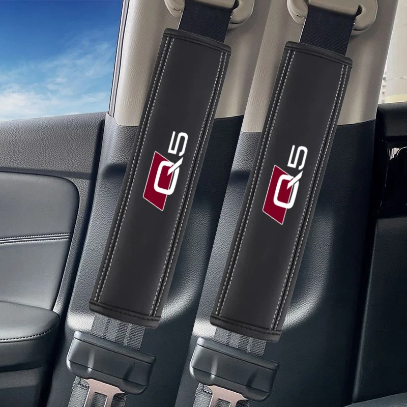 Doplnky automobilov 2ks pre Audi A3 A4 A5 A6 A7 A8 TT RS7 Q3 Q4 Q5 Q6 Q7 Q8 Q8 Nappa kožené bezpečnostné pásmo Ochrana krytu ramena