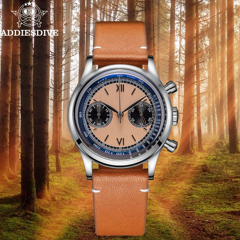 Doplnky chronografu 38 mm pánske hodinky retro kožené remienok 100 metrov nepremokavé náramky Sports Quartz Watch for Men Reloj New