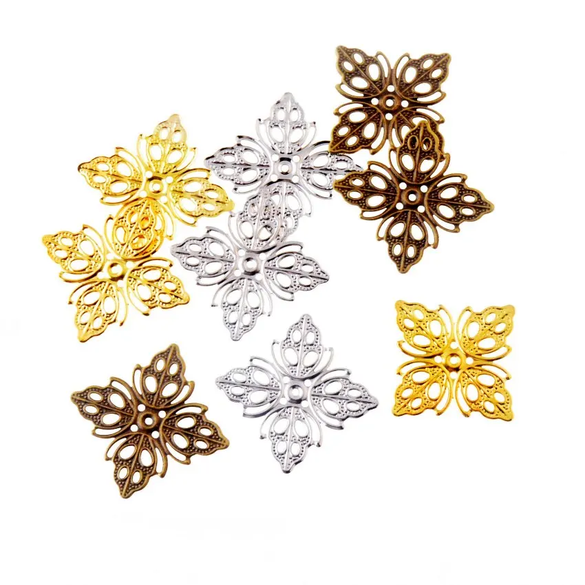 Doprava zdarma-100ks Zlato/strieborné/bronzové zdobenie štvorcový listový vzor kovové remeslá Darček Diy DIY dulo 25x25 mm