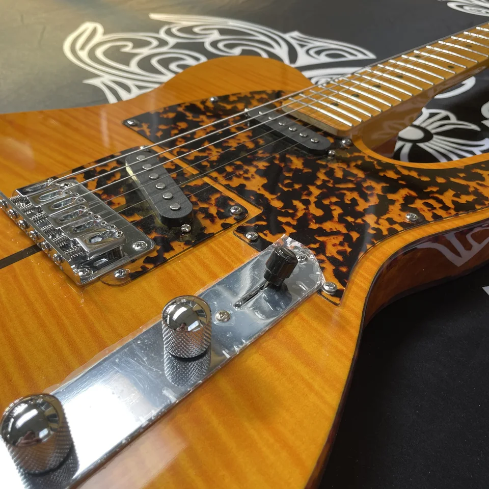 Doprava zdarma, 6-strunová elektrická gitara žltej mačky, vysoký lesk, javorové hmatníky, gitary, v sklade Guitarra
