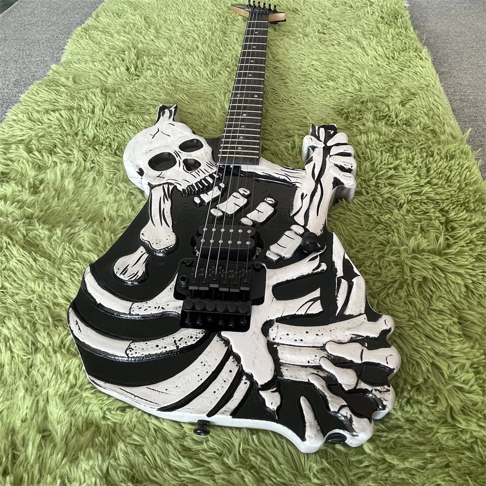 Doprava zdarma 6 strunových gitary kostry, skutočná gitara, hmatník z ružového dreva s Groove Black Hardware Guitarra