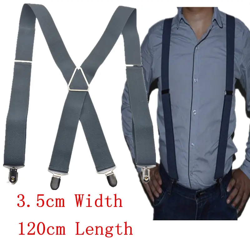 Doprava zdarma Men Veľká veľkosť XL Clip-On Elastic Elastic 3,5 cm široké čierne podväzky/gallus 3,5*120 cm Veľkoobchod a maloobchod