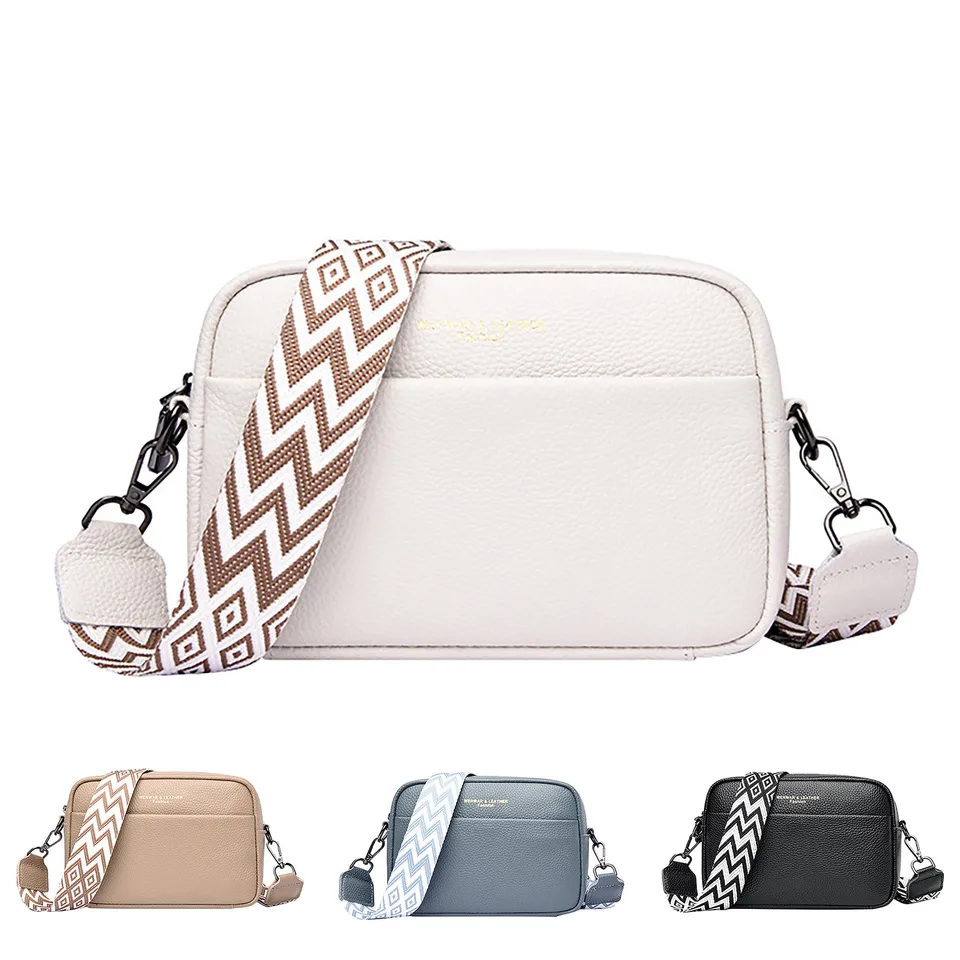 Doprava zdarma pre jedno ramenné kabelky pre ženy na predaj Clearance Crossbody Bag Vintage Ramer Raep Rave Cowhide Malé štvorcové vrecko