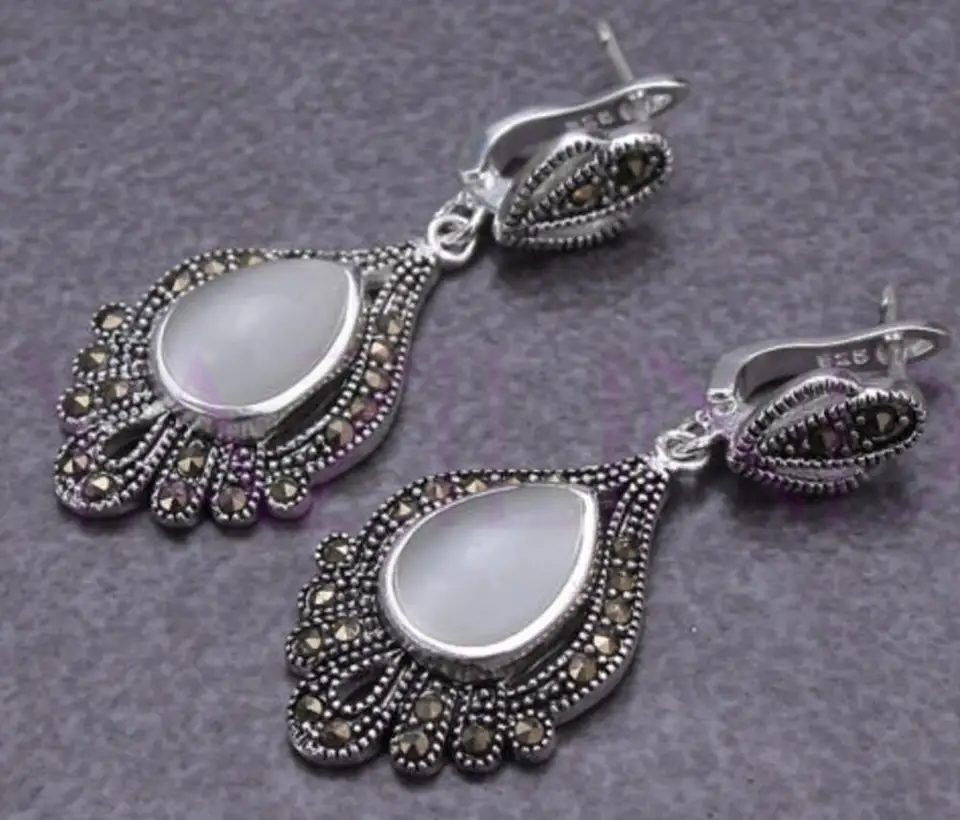 Doprava zdarma Whosale Noble Round Opal Silver Hook náušnice vintage štýl