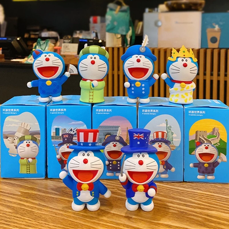 Doraemon cestuje po celom svete, čo je mačka roztomilá mini figúrka z celého sveta anime ozdoby narodeninové darčeky hračky