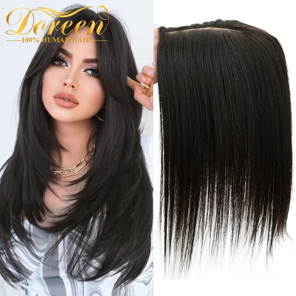 Doreen 7*10 8*12 9*14cm Hodvábny objem Hodvábnej základne Hodné vlasy 100% remy panenské panenské vlasy pre ženy s tenkými vlasmi prírodná farba