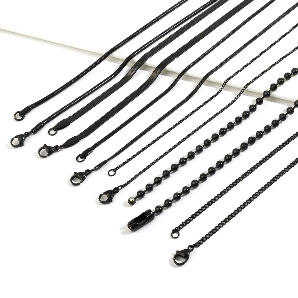 Doreenbeads z nehrdzavejúcej ocele korálky hadí reťaz homára spona náhrdelník čierna farebná retiazka Náhrdelník pre ženy darčeky 60 cm