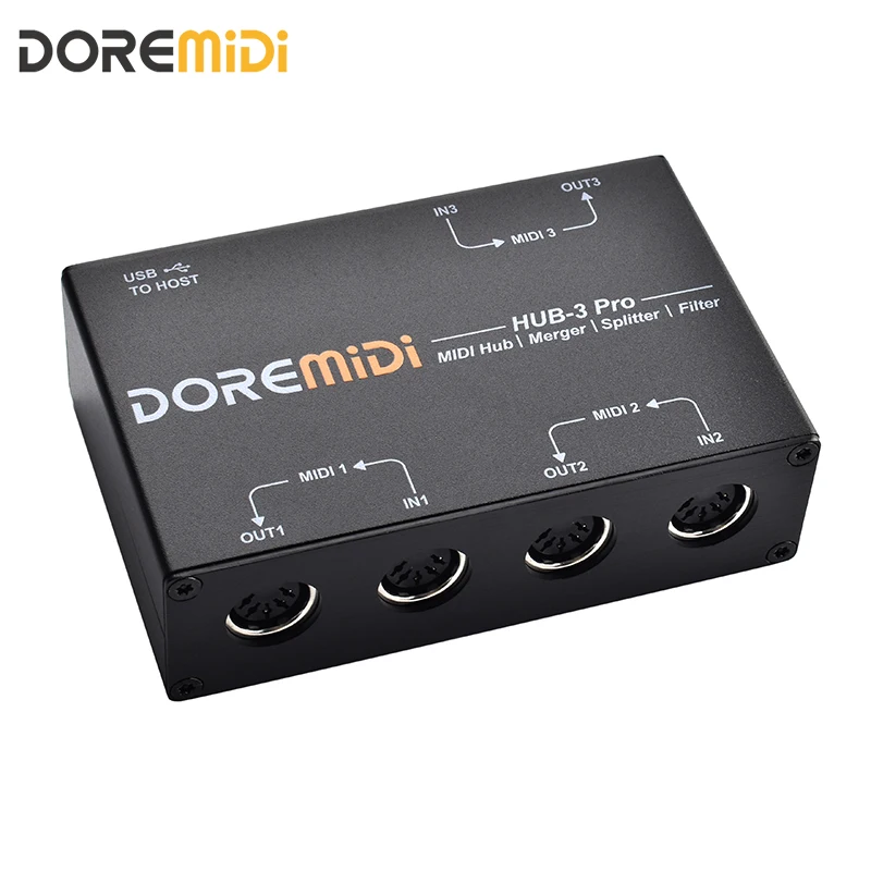 Doremidi MIDI Hub-3 Pro Supportuje pripojenie zariadení MIDI DIN k počítačom MIDI Port Routing a Filtrovanie správ MIDI