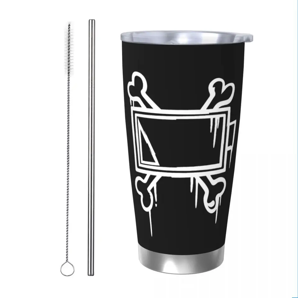 Dorman Bone Batttery Izolovaný pohárik so slamkami veka vražda Drones vákuum tepelný hrnček s dvojitou stenou Horúce studené nápoje šálky, 20 oz