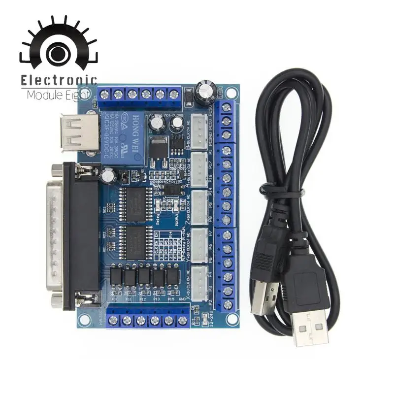 Doska rozhrania Mach3 CNC 5 Axis s ovládačom krokového motora OptoCoupler Adapter Adapter + USB kábla