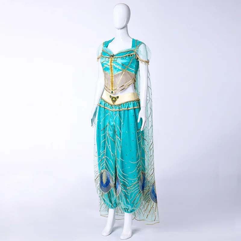 Dospelá magická lampa Jasmine Princess Dress Cosplay kostým dospelých žien Halloween kostýmové výšivky tanečné šaty