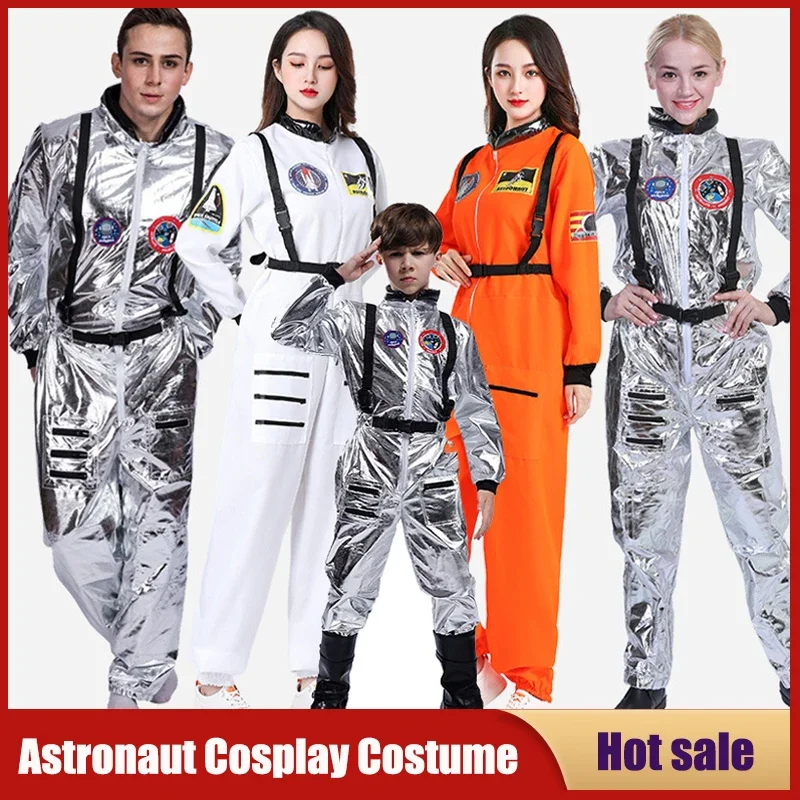 Dospelé deti astronaut kostým unisex strieborný kozmický oblek Men žien vesmírny rola hraj