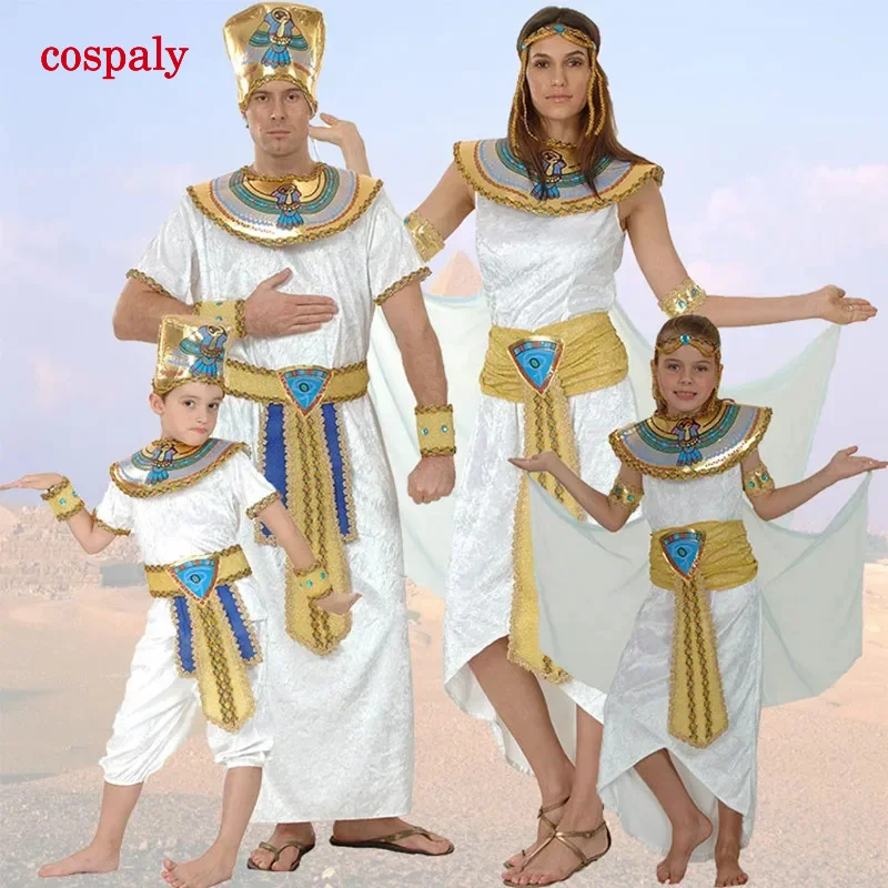 Dospelé deti Egypt Nile Pharaón Kleopatra kostým pre ženy Men chlapci dievčatá Rodinný Halloween Nový rok Fancy Dress Purim