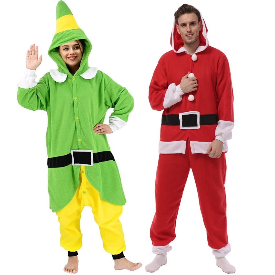 Dospelé vianočné zelené ženy Menesie vtipné kigurumis unisex karikatúry pyžamy polárne fleece skríningové skríning