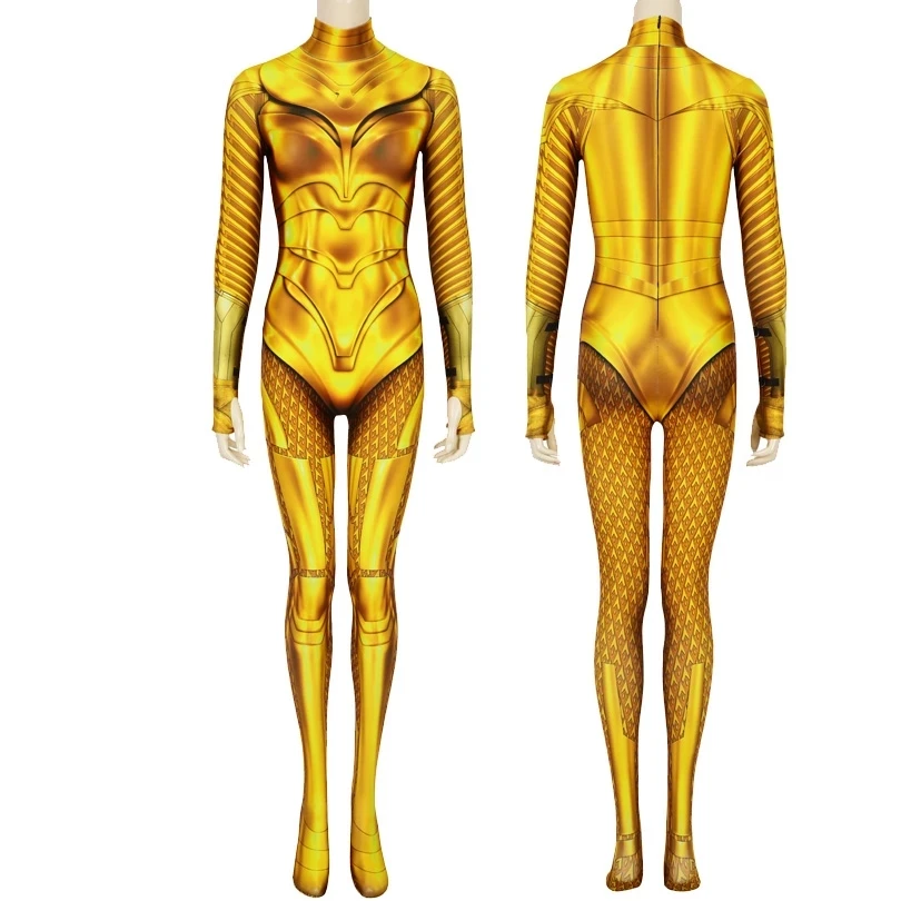 Dospelé ženy Wonder Girl 1984 Diana Prince Golden Armour kombinézy Cosplay kostým Halloween maškarádu tlačiareň