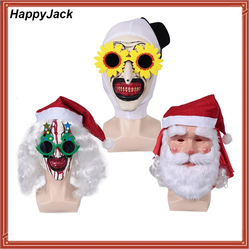 Dospelí muži Halloween Karneval Terirár Fantasy Santa Claus Hat Art Art Clown Cosplay maska ​​vianočné čiapky